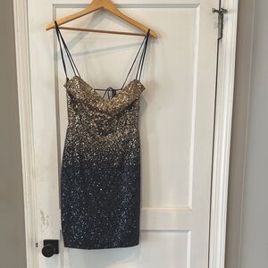 Elegant Gold and blue Sequin Dress